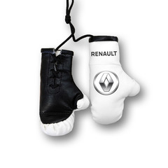 Перчатки боксерские комбинированные "Renault", белые с черным