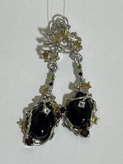 Черный агат (серебряные серьги)