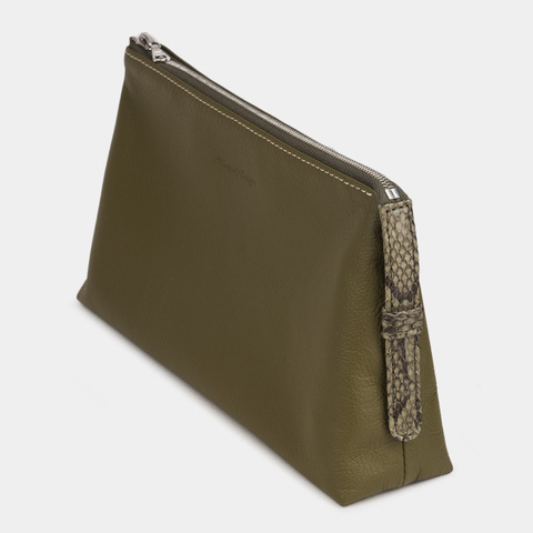 Косметичка Comete из кожи теленка, зеленого цвета