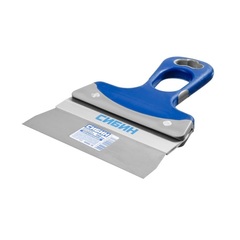 Сибин 150 мм, усиленный, алюминиевая направляющая, 2к ручка, нержавеющий, Фасадный шпатель (10085-15)