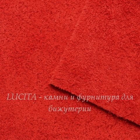 Замша натуральная, красная, лист 21х15 см