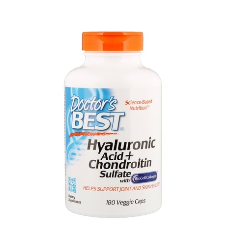 Doctor's Best, Гиалуроновая кислота и сульфат хондроитина, 180 растительных капсул