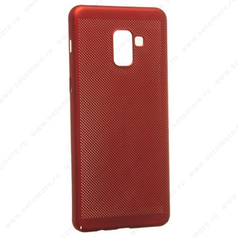 Накладка пластиковая перфорированная для Samsung Galaxy A8 Plus A730 2018 красный