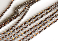 Стразовая цепочка 2 мм топаз прозрачный, родий