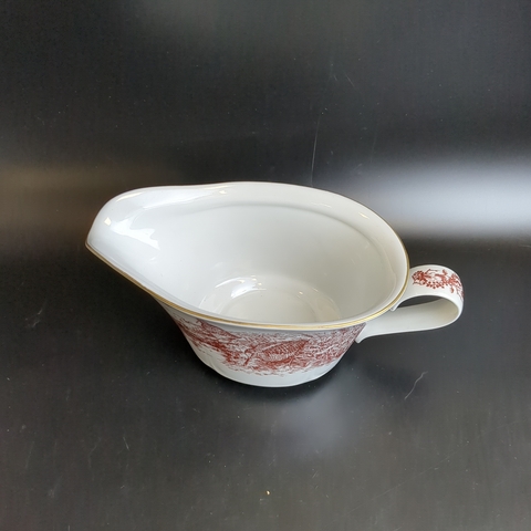 Антуражный соусник, фарфор из набора "Королевская охота", деколь, роспись, винтаж ГДР JIMENAU, времен СССР, Германия 1973 год