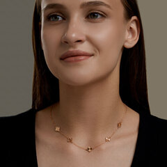 Колье TRENDY GOLD из золота 585 пробы с подвесками клевер в технике гильоше