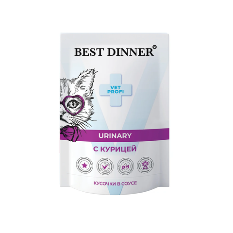 Best Dinner Exclusive Vet Profi Urinary кусочки в соусе Курица (упаковка 24 шт * 85 г)