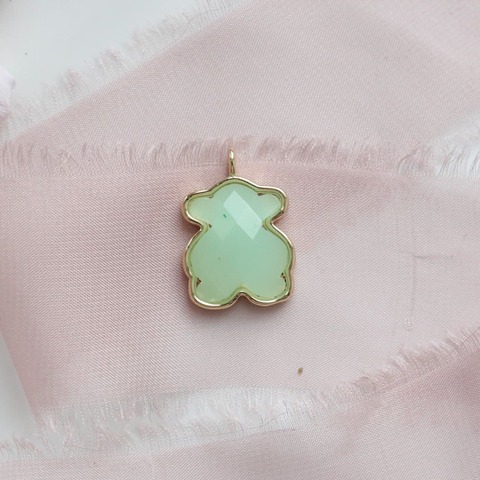 УЦЕНКА!!! Подвеска Мишка граненный, мятный, 18*15 мм, позолота У034