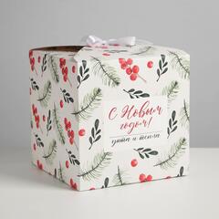 Коробка сборная одиночная куб, «С Новым годом», 18*18*18 см