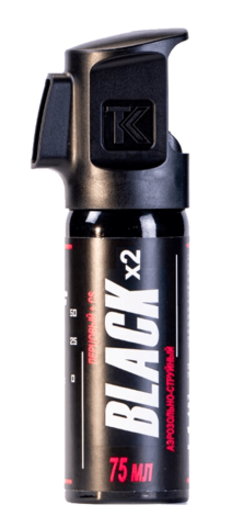 Газовый перцовый баллончик Black, 75 мл с защитным колпачком