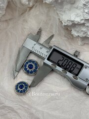 Пуговицы серебристые с синей эмалью