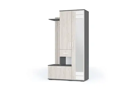 Прихожая Лира графит / дуб крафт белый