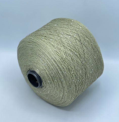 Бобинная пряжа, Linette Pailletes, 450м, 80% Лен, 20% Полиэстер(пайетка), Полынь+пайетка.37693