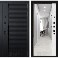 Входная металлическая дверь с зеркалом Лабиринт Пиано зеркало Панорама Белый софт