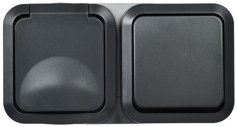 TORS Блок розетка + выключ. гор. 16А IP55 TS142 графит IEK