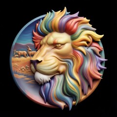 Силиконовый молд Лев (медальон) № 0477