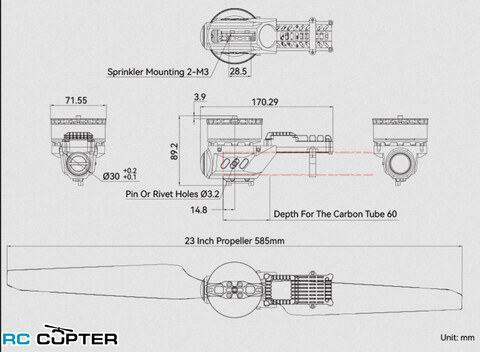 Набор ВМГ T-Motor A6 (A6 KV180 1шт, ESC 14S FOC 80A 1шт, MF2311P 1шт), тяга 3.5-12кг, для агродронов 5-10л