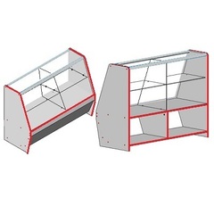 Прилавок ПП-4а (1230мм) наклонный ЛДСП/стекло, кромка красная