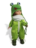 Комбинезон, шапка и сапожки - Лягушка 1. Одежда для кукол, пупсов и мягких игрушек.