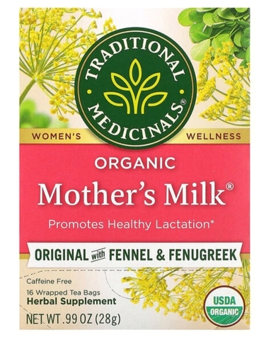 Traditional medicinals,Mother's Milk, органический фирменный чай с фенхелем и пажитником, без кофеина, 16 чайных пакетиков, 28 г (0,99 унции)
