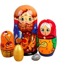 Матрешка "Сказка-Курочка Ряба" 5 кукольная. Высота самой большой куклы 15-18см