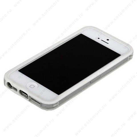 Бампер для iPhone 5C с полосой белый с прозрачной