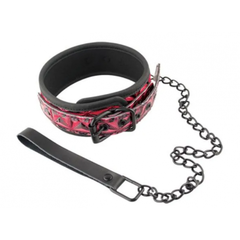 Ошейник с поводком Luxury fetish красный