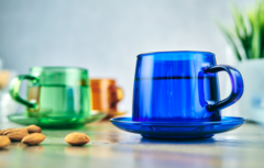 Чайная пара синего цвета, 350 мл