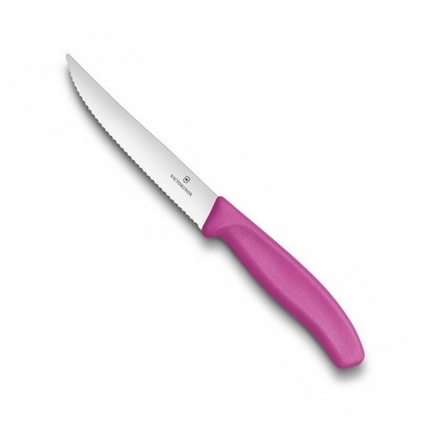 Нож Victorinox для стейка, волнистое лезвие, розовый (6.7936.12L5) - Wenger-Victorinox.Ru