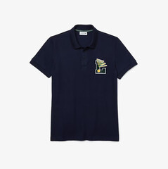 Поло теннисное Lacoste Men’s Regular Fit L Badge Cotton Piqu_ Polo Shirt - navy blue