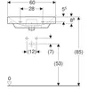 Раковина Geberit Smyle Square: B=60см, T=48см, Отверстие под смеситель=По центру, Перелив=На виду, Белый