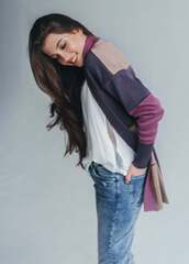 Кардиган ColorBlock из шерсти с вискозой