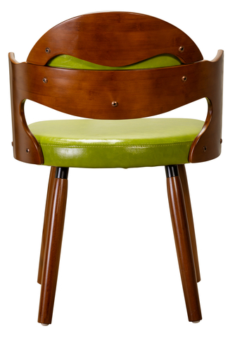 Кресло Twist Green, Материал каркаса - Древесина бамбука, Цвет каркаса - Орех, Тип обивочной ткани - Зеленая искусственная кожа,