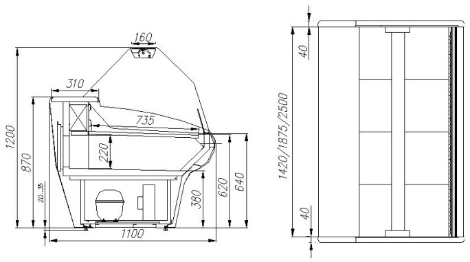 Витрина для рыбы POLUS G110 SP 2,0-2 (ВХСл-2,0 Carboma (рыба))