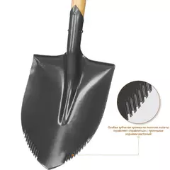 ЗУБР БЕРКУТ, 228 х 173 х 800, полотно 1,6мм с зубцами, закалено, дерев.черенок высш. сорт с рукояткой, автомобильная лопата,Профессионал(4-39506)