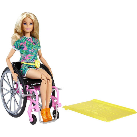 Барби Fashionistas 165 Блондинка с Инвалидным Креслом в Тропическом Комбинезоне