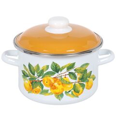 Кастрюля сталь, эмал, 3 л, с крыш, крышка сталь, СтальЭмаль, Грушевый сад, 6RD181M, белоснежная
