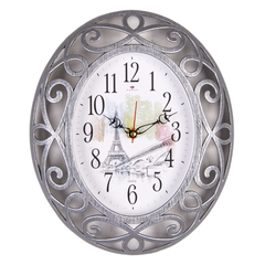 Часы настенные РУБИН  3126-011 овал 31х26 см, корпус серый с серебром "Париж"