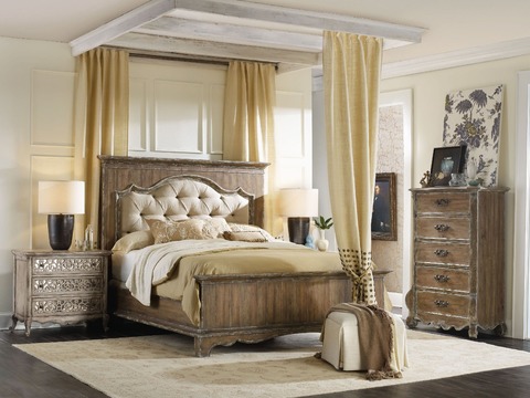 Hooker Furniture Bedroom Chatelet Queen Upholstered Mantle Panel Bed