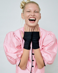 Перчатки митенки из черного бифлекса