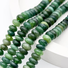 Нефрит бусины, рондель, размер около 7,8-8*3-4 мм, цена за 22-23 шт (1/4 нити)