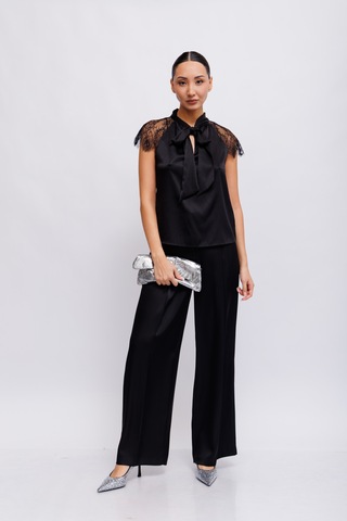 Marc Cain Glam Блуза шелковая с эластаном, украшенная кружевом