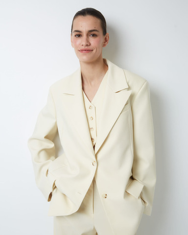 Жакет на пояске из шерсти белый шоколад