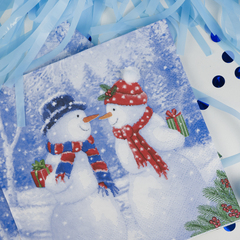 Сервировочные салфетки, Снеговики с подарками