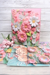 Пакет подарочный M вертикальный, Цветы гламур, 26*32*10 см (Д*В*Ш)