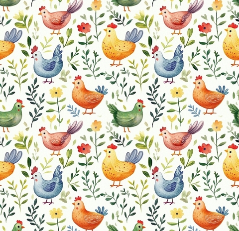 ПРЕДЗАКАЗ, КУРОЧКИ НА БЕЛОМ, 100% хлопок