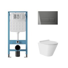 Aqueduto AQDS245T AQD комплект: TECNICA Novo Система инсталляции для подвесного унитаза, RETANGULO Novo Панель смыва, оружейная сталь, CONE Tornado S Унитаз подвесной 480*360 безободковый, Tornado, сиденье с микролифтом, белый глянцевый фото