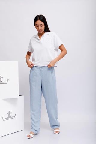 Oui Поло хлопковое с вышивкой