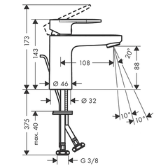 Смеситель для раковины 100, с донным клапаном, черный Hansgrohe Vernis Blend 71551670