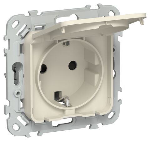 FLITE Роз. с з/к/ш кр б/к 16А IP44 РСшкр11-1-44-ФлСл сл IEK